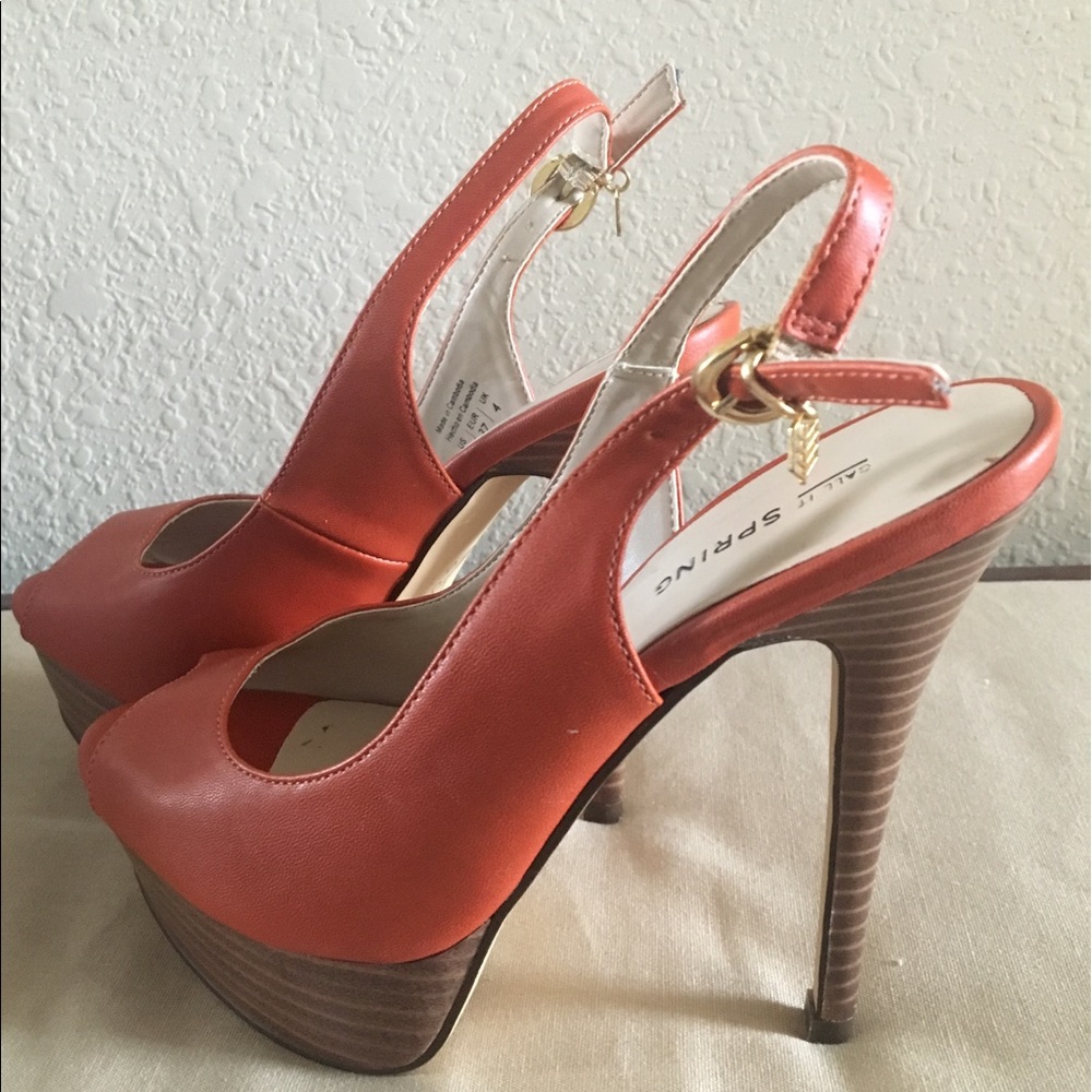 Call It Spring dark burnt orange heels